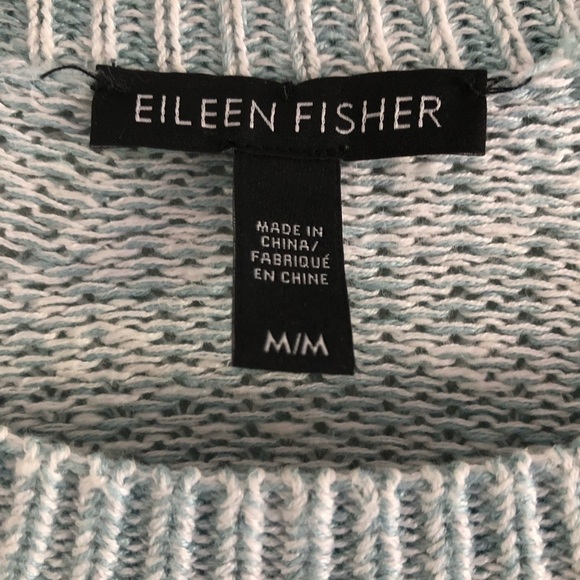 Eileen Fisher Pullover Crewneck Sweater Linen Cotton Blend Blue Heather Medium - Picture 5 of 13
